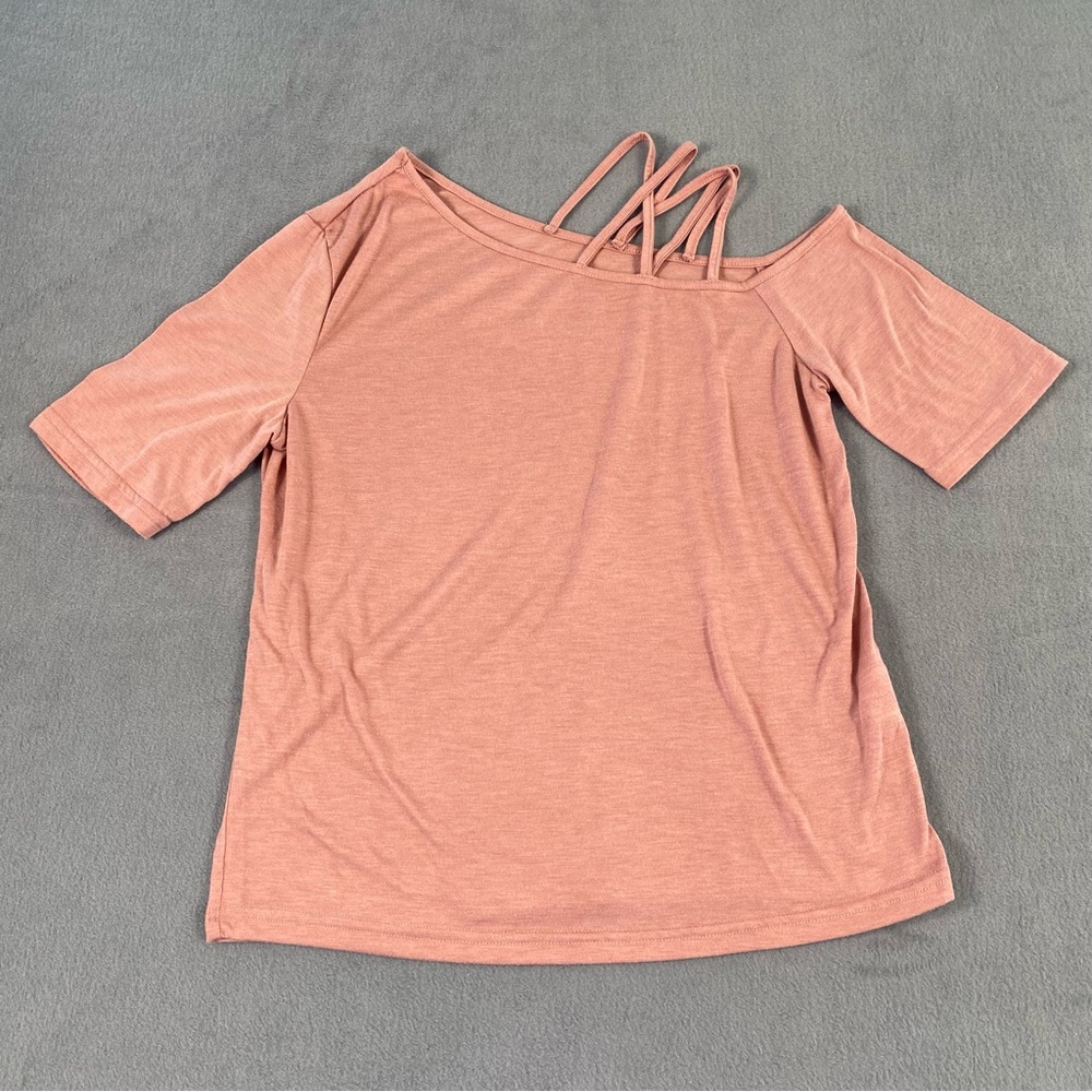 Women’s pink Asymmetrical Short Sleeve T-Shirt, size M